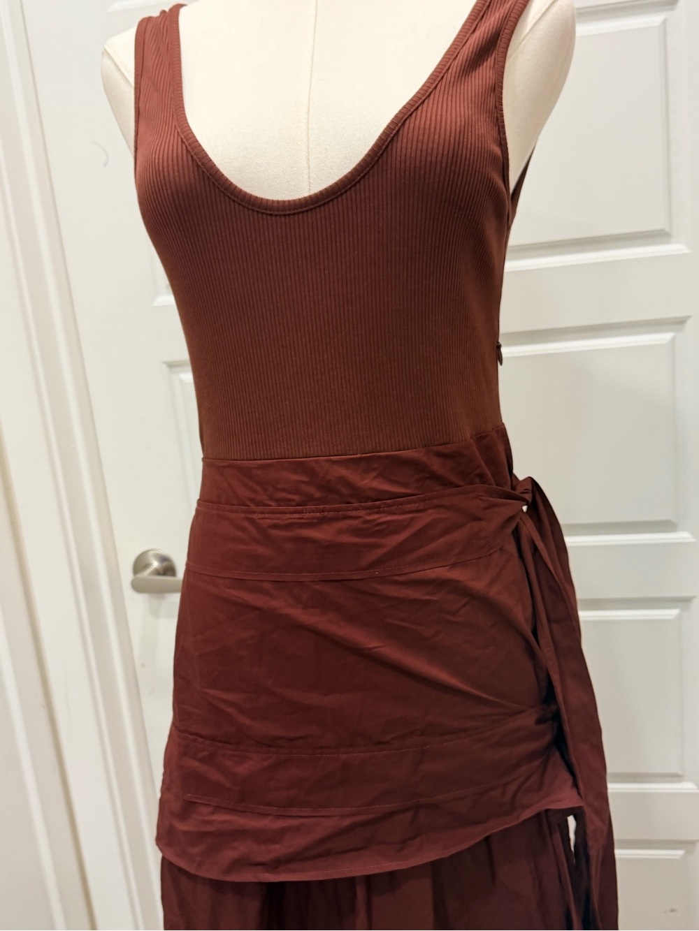 Zara Burgundy Wrap Style Layered Dress with Side Ties - Picture 5 of 12